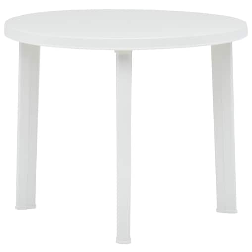 vidaXL Stolik ogrodowy, biały, 89 cm, plastikowy