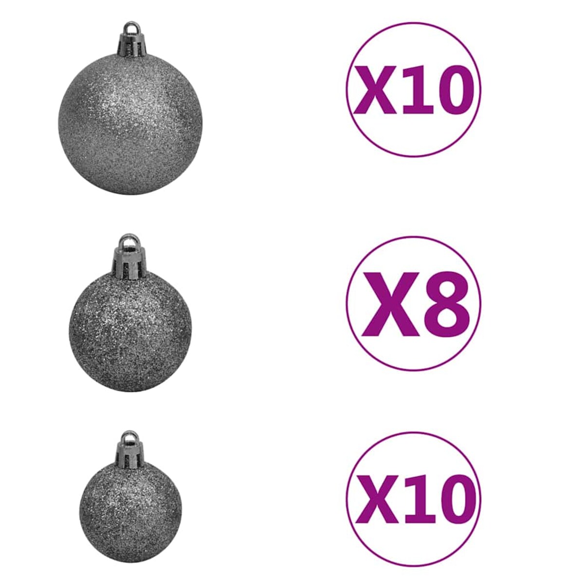 vidaXL Sztuczna choinka z lampkami, bombkami i szyszkami, 210 cm