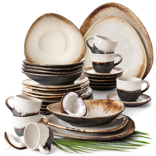 Konsimo PRIMA Zestaw obiadowo-kawowy 6 os. (30 el.), jasnobeżowy