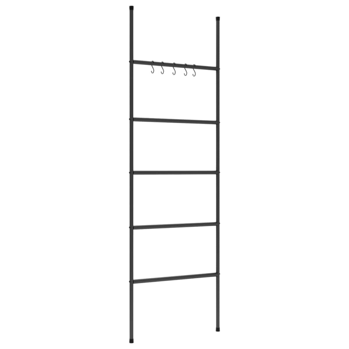 vidaXL Wieszak na ręczniki drabinkowy z 5 poziomami, czarny, 58 x 175 cm, żelazny