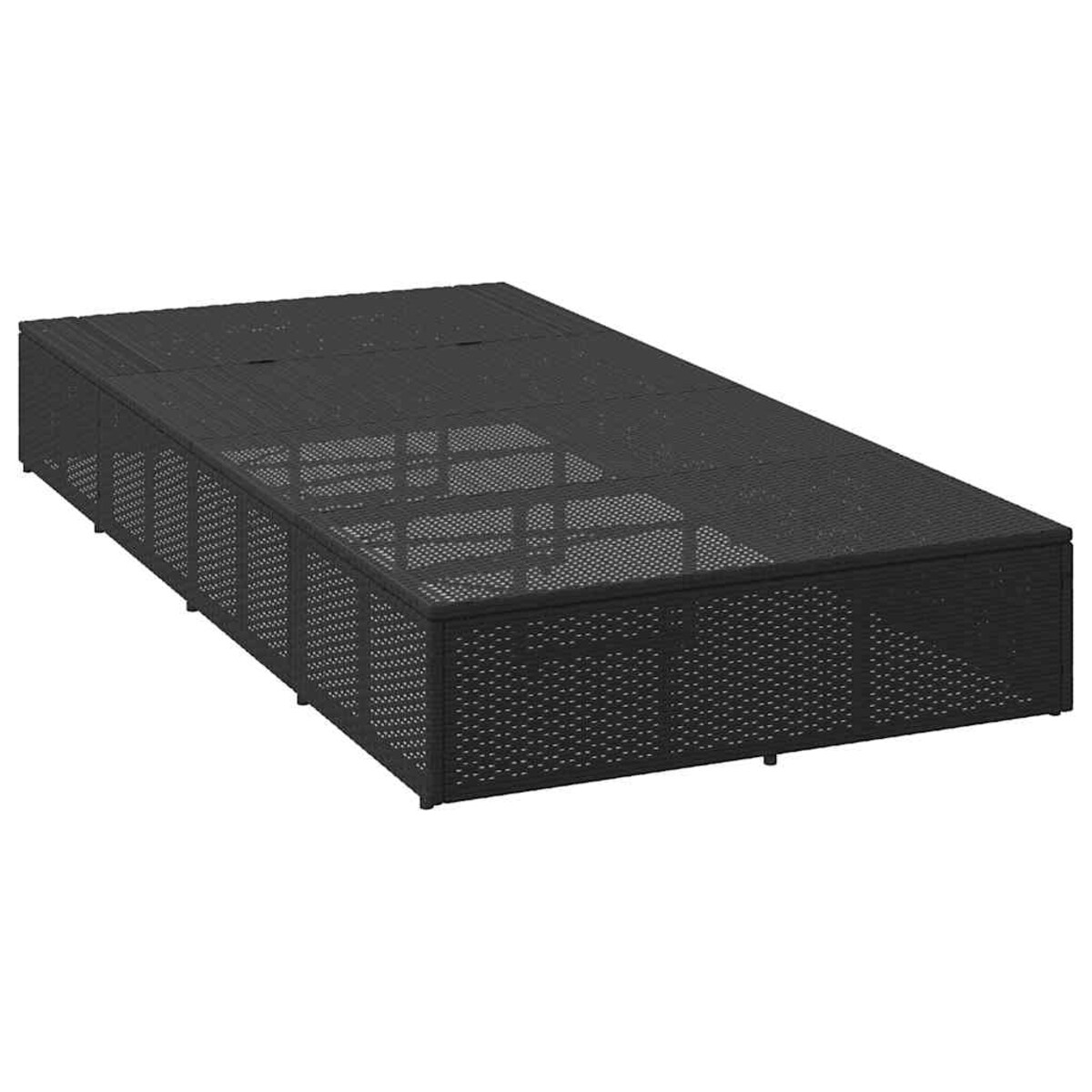 vidaXL Leżak z pływającą poduszką Czarny polirattan