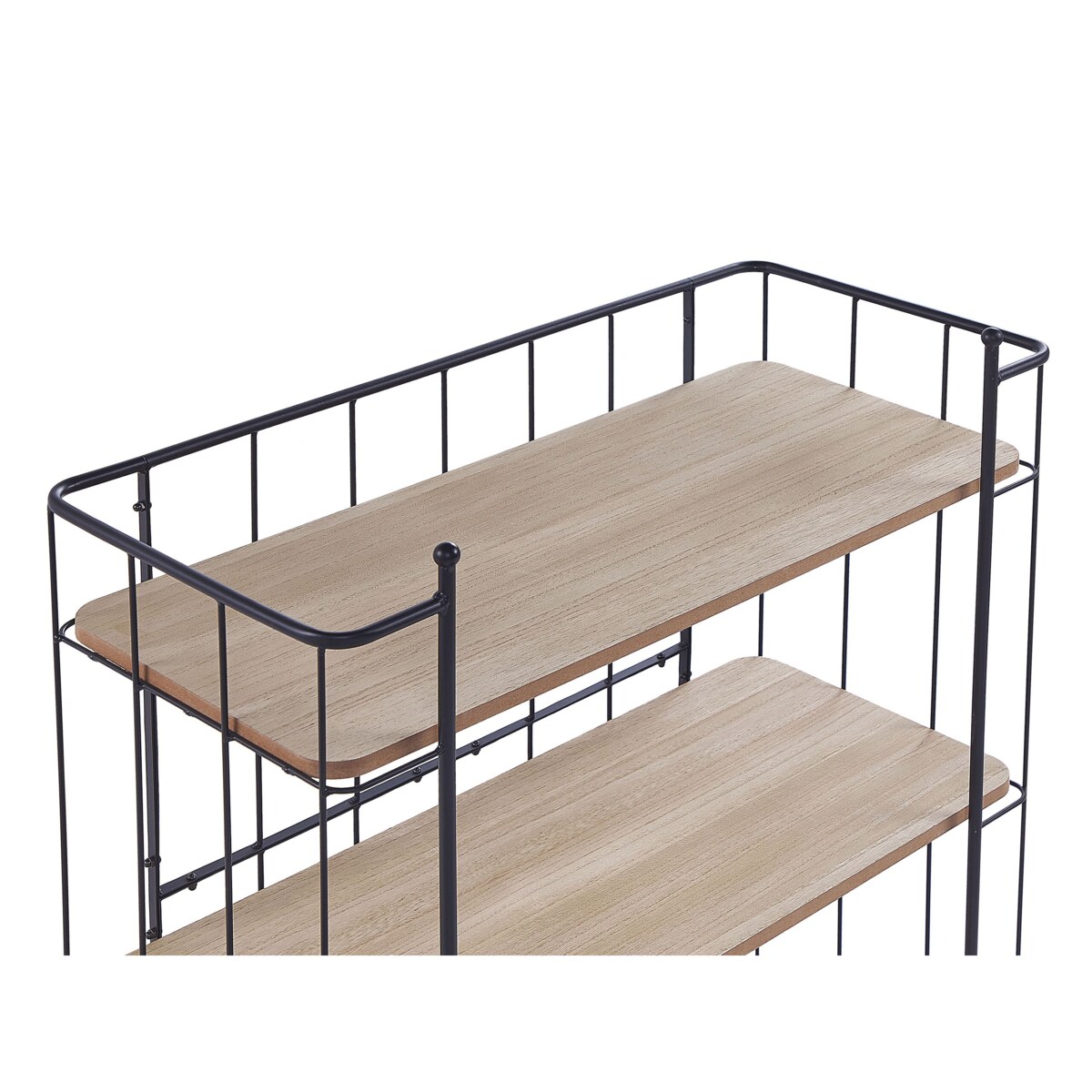 Metalowy wózek kuchenny 3-poziomowy jasne drewno z czarnym GABBS