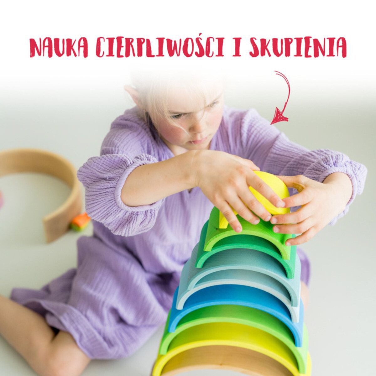 Tęcza Grimm’s 10 elementów - drewniane klocki neon green 3+