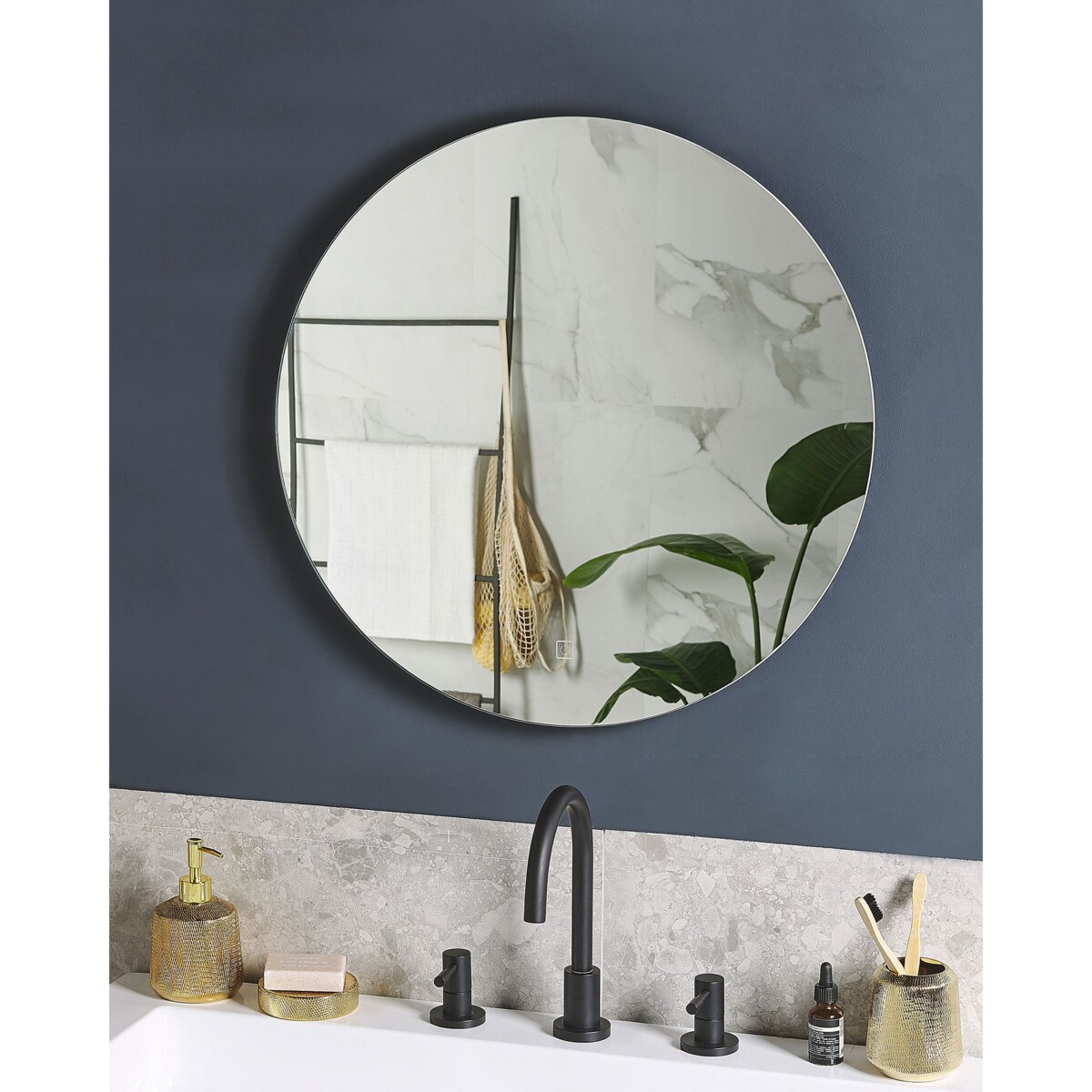 Okrągłe lustro ścienne LED ø 60 cm srebrne CALLAC