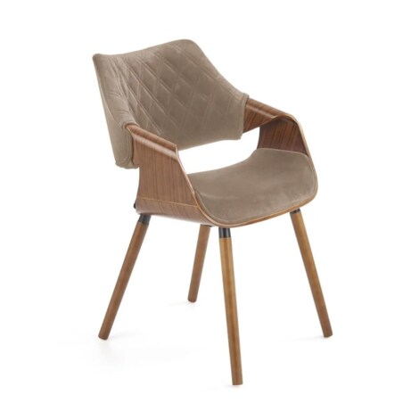 Krzesło tapicerowane K396 VELVET beżowe/orzech