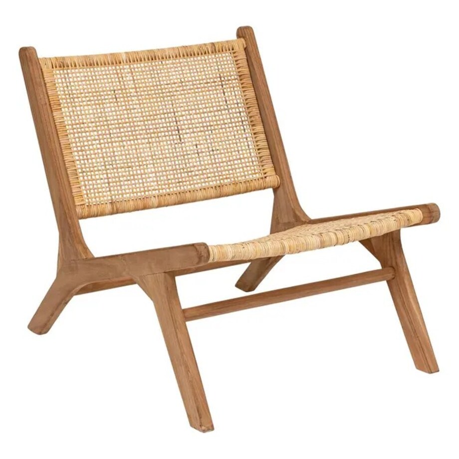 Fotel boho tekowy z plecionką Ilan