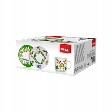 KOMPLET DLA DZIECI talerze obiadowy śniadaniowy jedzenia NA PREZENT box