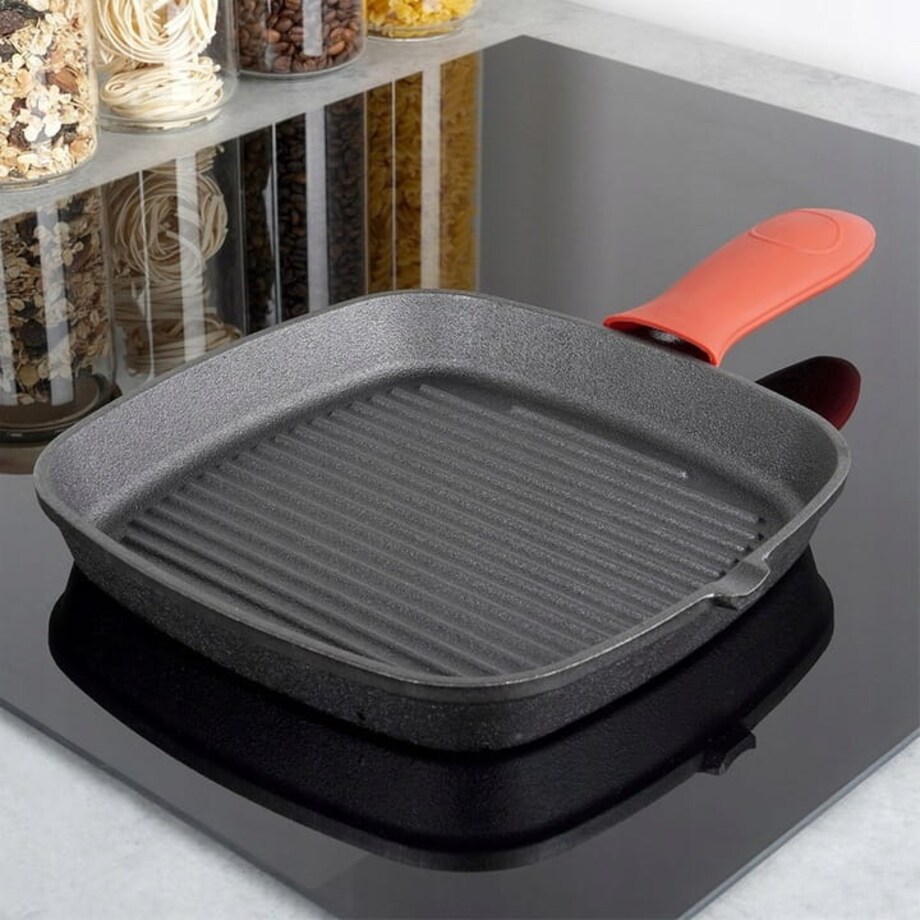 Patelnia ŻELIWNA GRILLOWA na gaz indukcję grill ognisko do piekarnika 24 cm