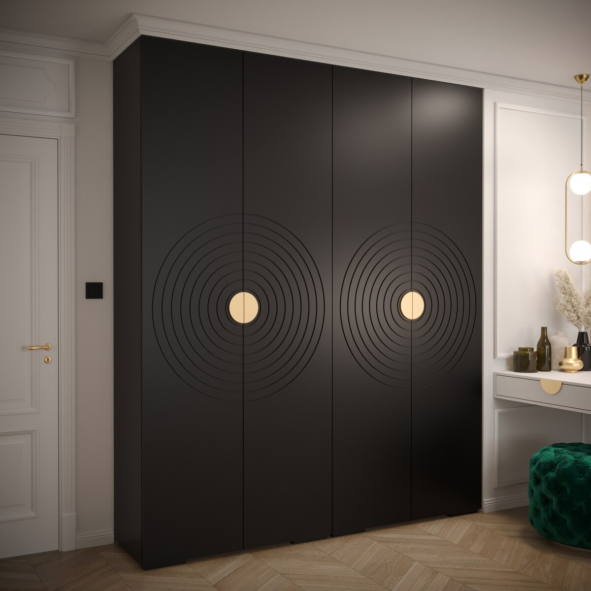 Szafa przesuwna Garderoba MANHATTAN RYFEL 6 200 gł. 47 czarny