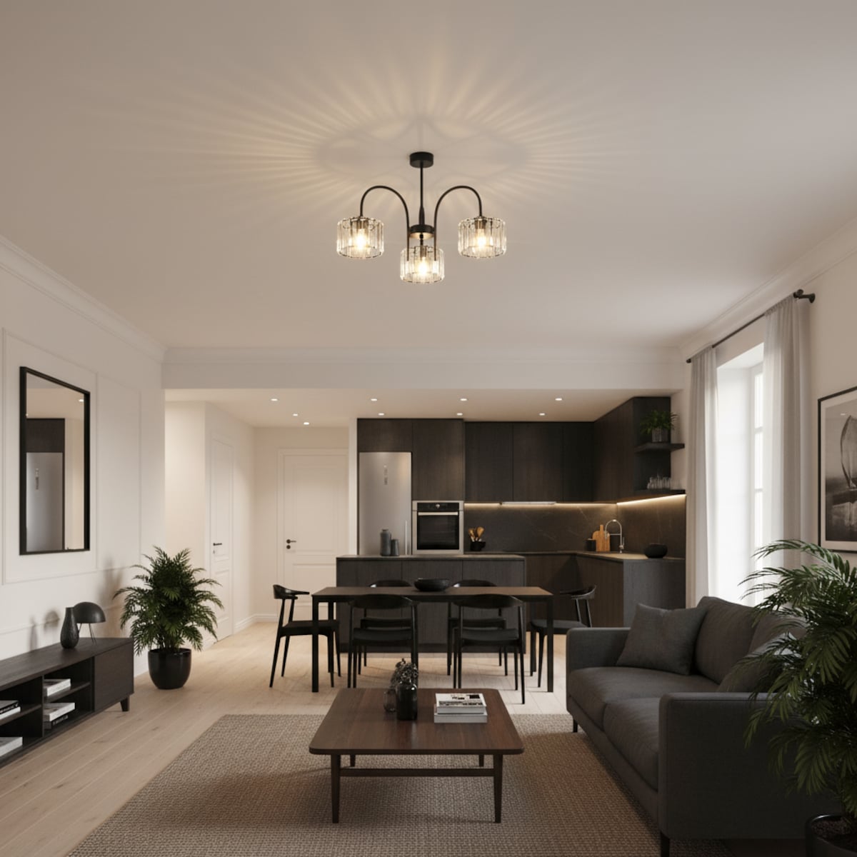 lampa sufitowa wisząca 3 punktowa edylit glamour