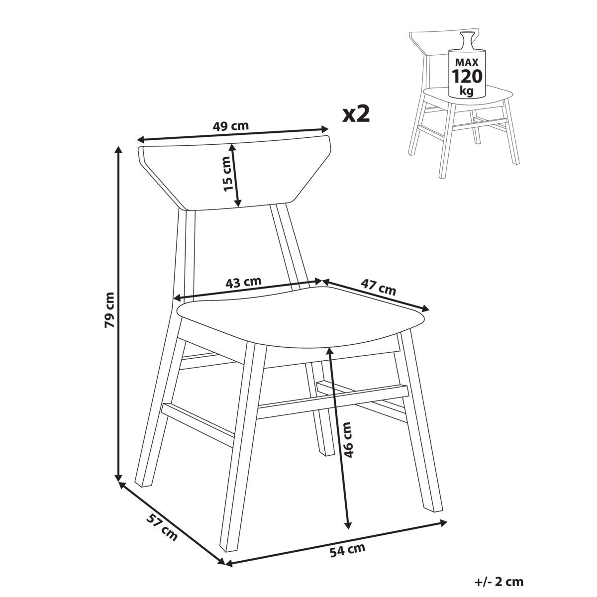 Zestaw 2 krzeseł do jadalni HOPKINS Drewno Ciemnobrązowy