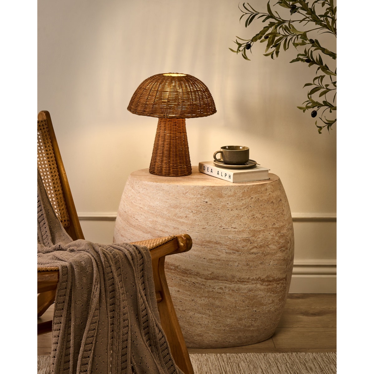 Lampa stołowa Grzybek ALERO Rattan Naturalny