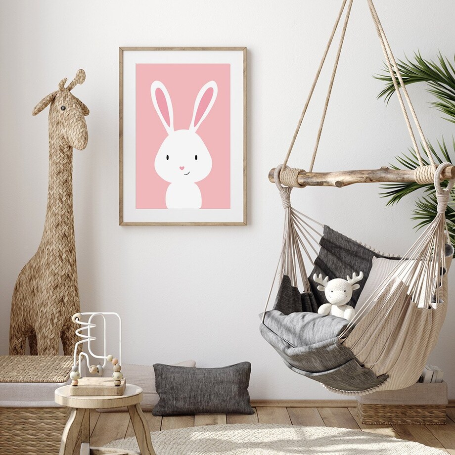 Plakat dla dzieci Królik różowy 50x70