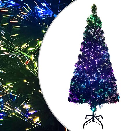 vidaXL Sztuczna choinka ze stojakiem, zielona, 210 cm, światłowód