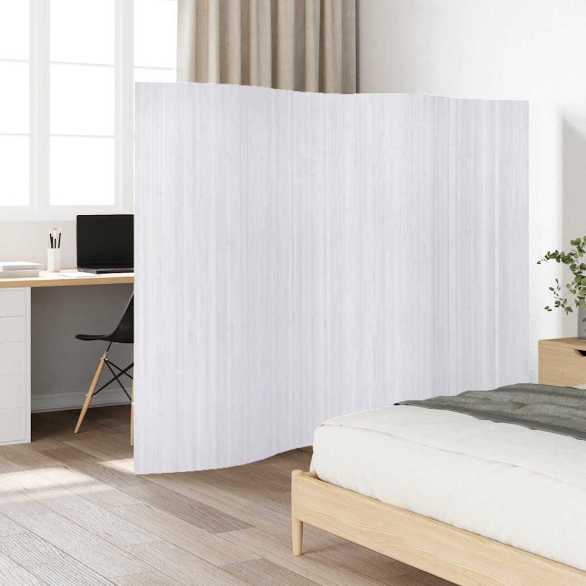 vidaXL Parawan bambusowy, biały, 250 x 165 cm