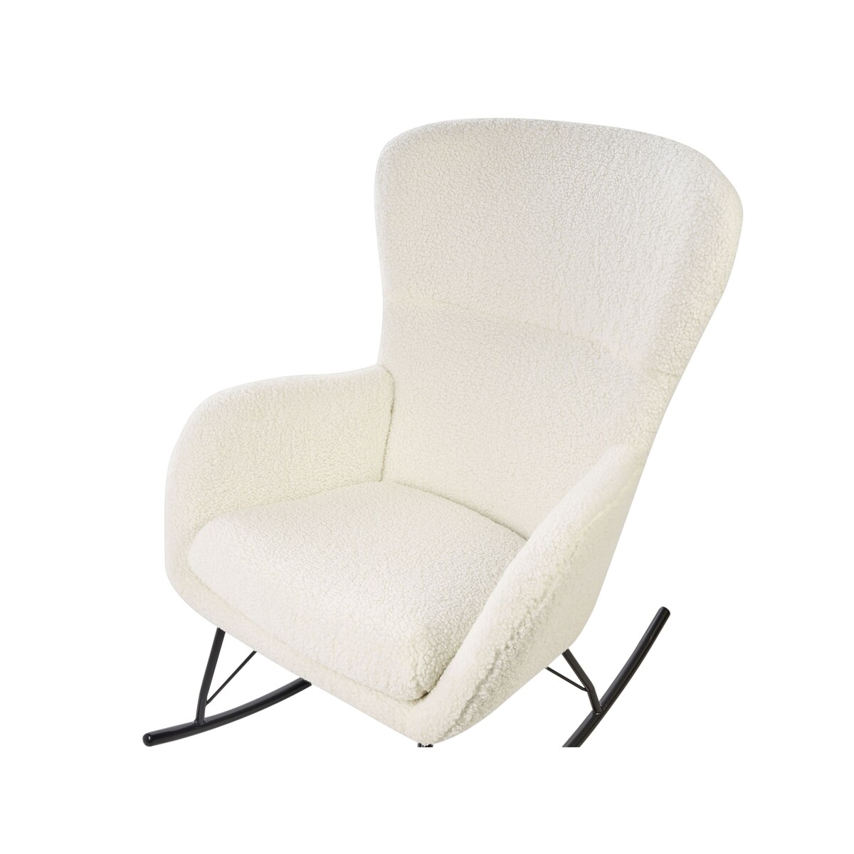 Fotel bujany boucle kremowy z czarnym ANASET