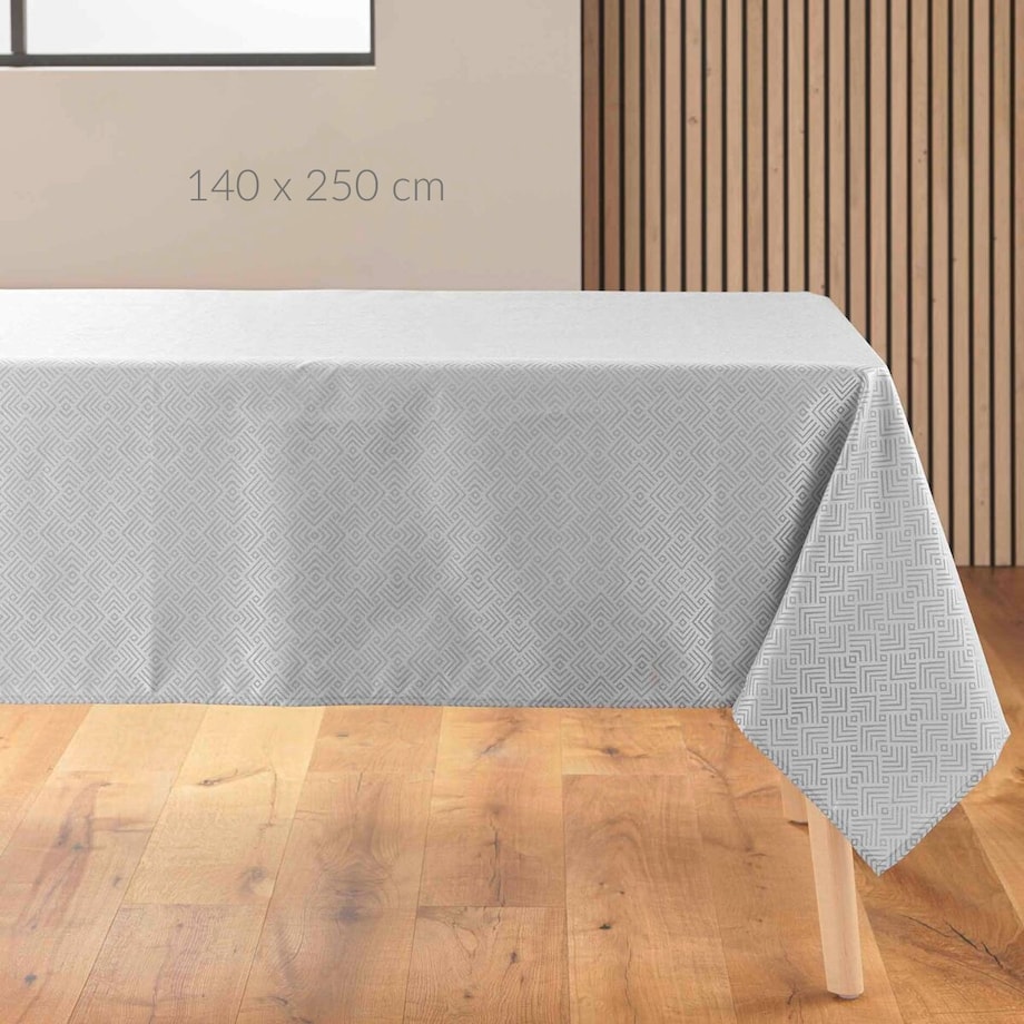 Żakardowy obrus z metalicznym wzorem, AZULINE, 140 x 250 cm