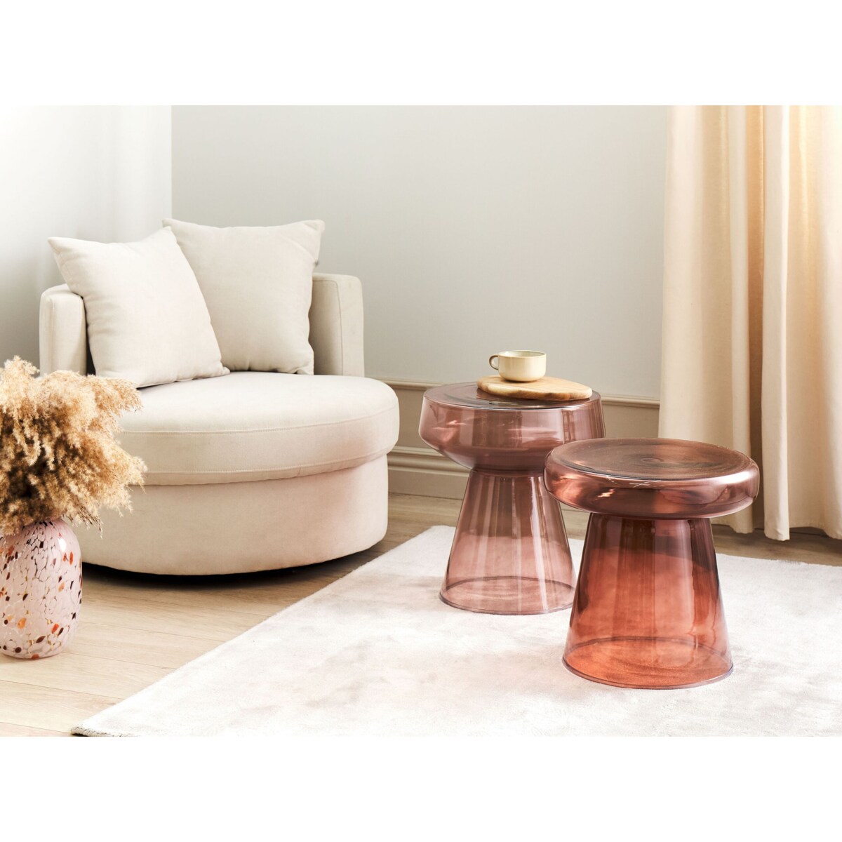 Stolik pomocniczy CALDERA Szkło Czerwony