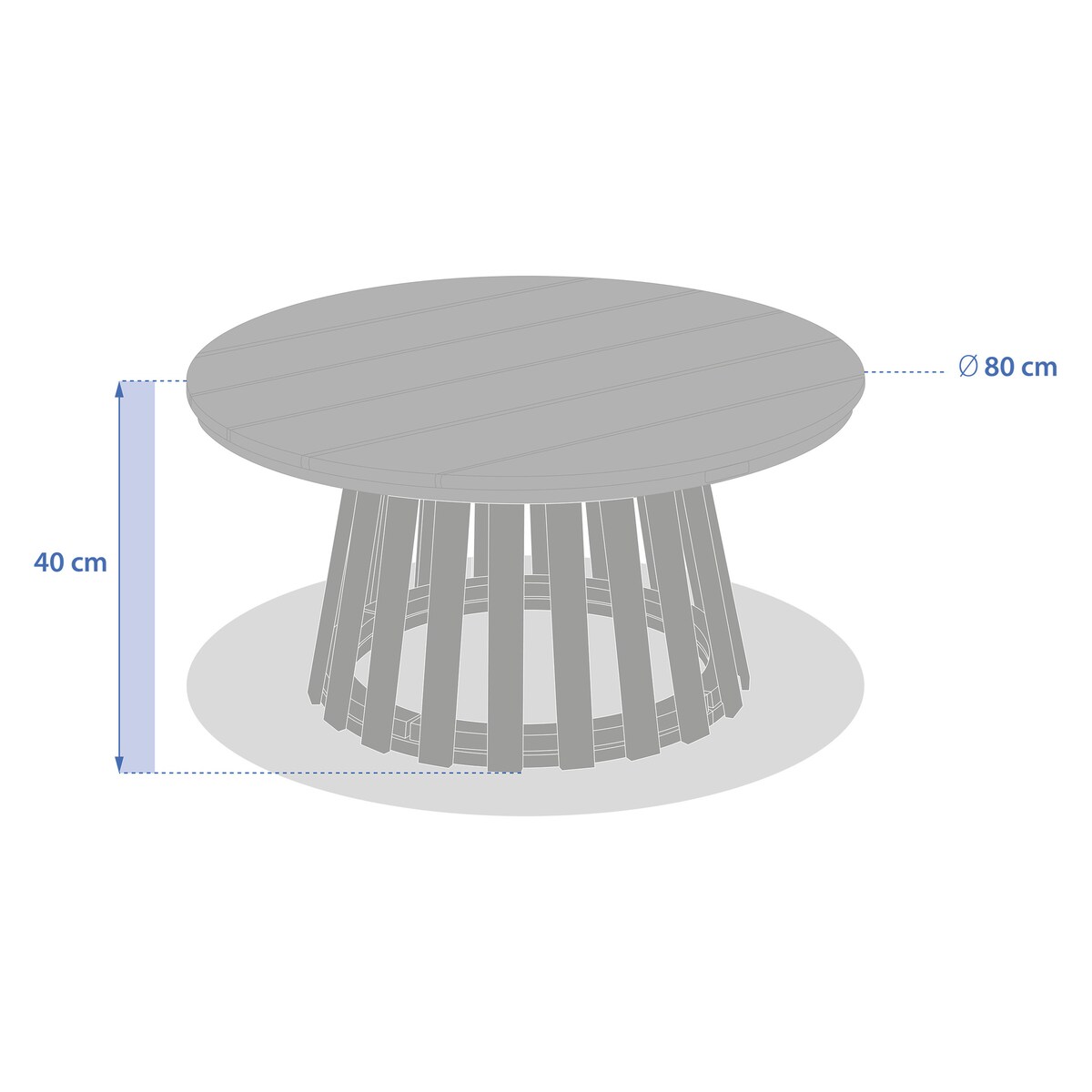 Stolik ogrodowy z drewna akacji, Ø 80 cm, OSUNA