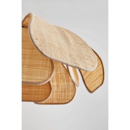 Lampa wisząca z lnu i bawełny, beżowa ze złotem, Vidson Ø50 cm