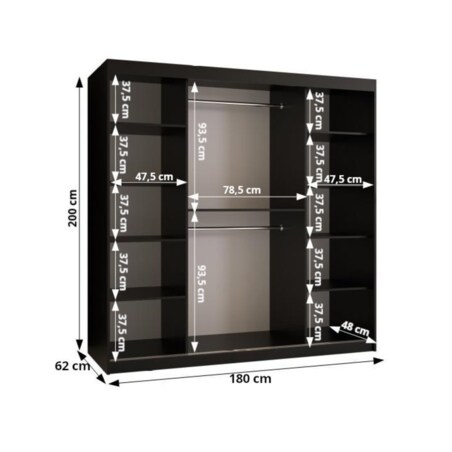 Szafa przesuwna OLDSTYLE T1 180 Czarny / Old Style