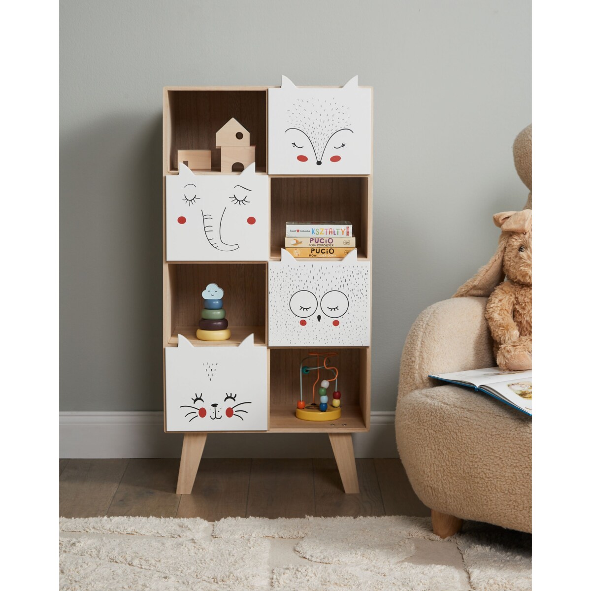 Regał 4 półki jasne drewno TUPELO