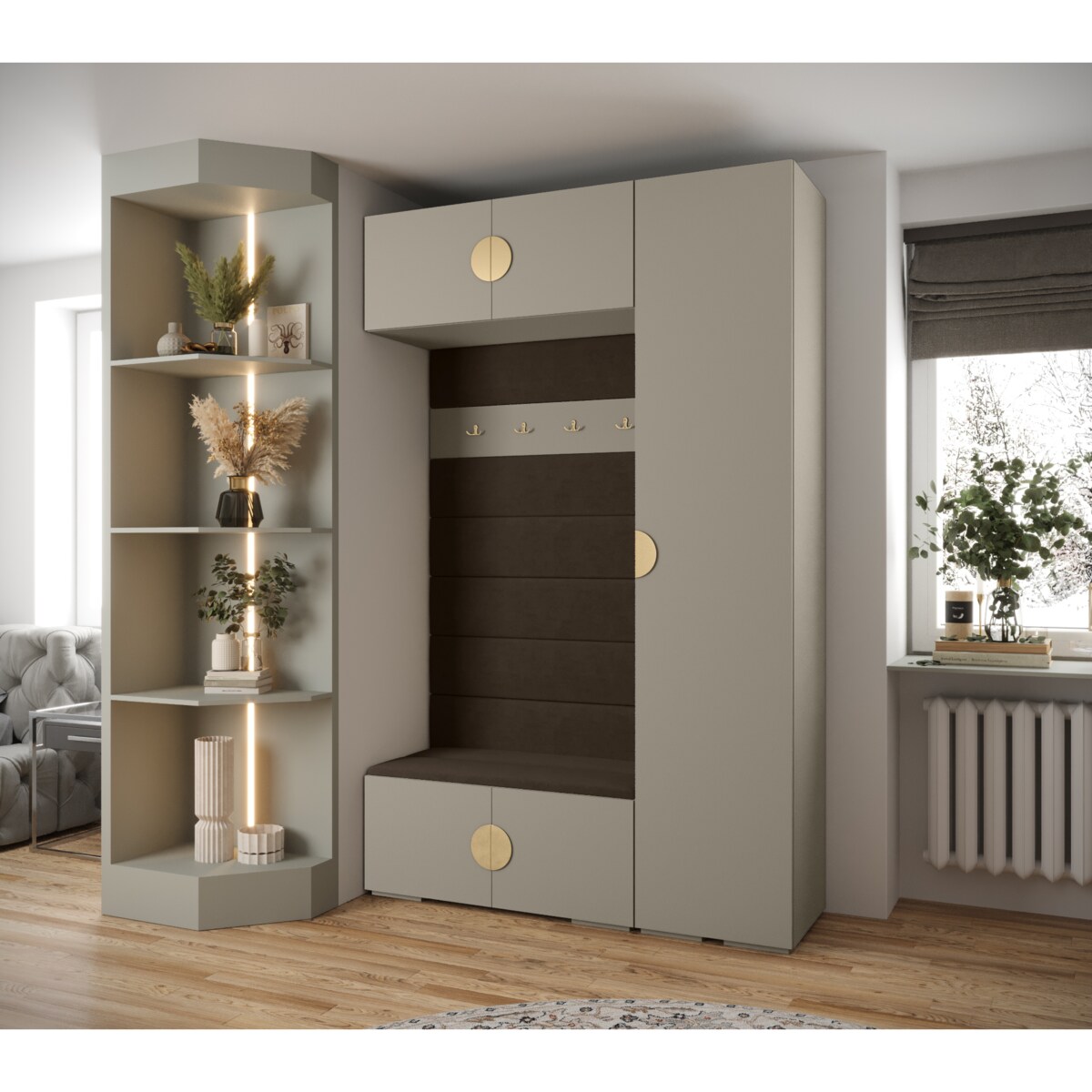 Garderoba do przedpokoju INOVA 1 Z19 kaszmir+złoty+manila04