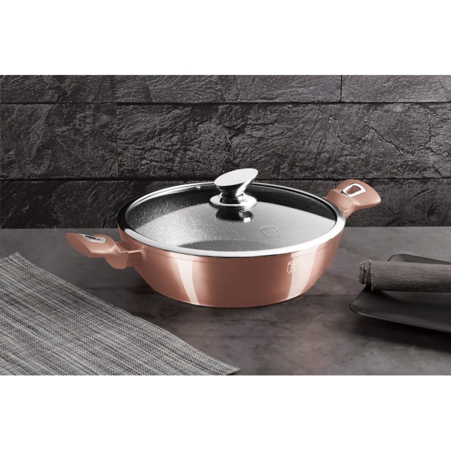 Garnek płytki 3,8L z pokrywką 28cm miedziany Berlinger Haus BH-1519