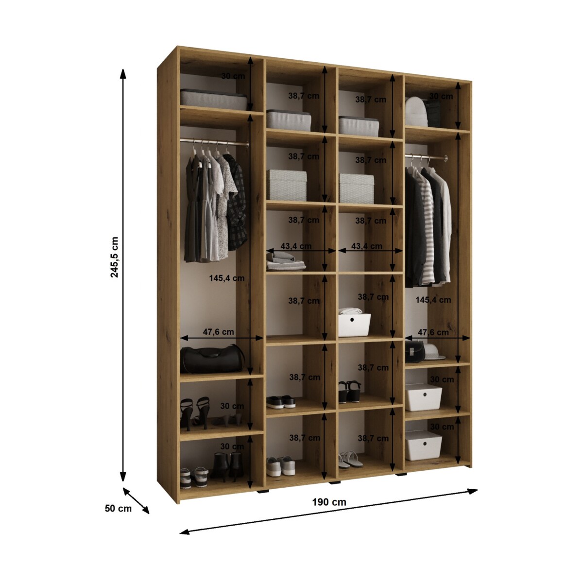 Szafa czterodrzwiowa Como 1 190 gł.50 kaszmir+czarny