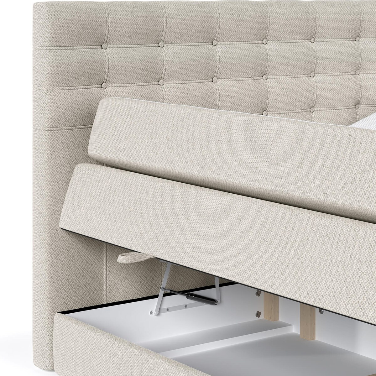 Łóżko kontynentalne STATE 160x200 z pojemnikiem, Jasny Beż, tkanina Megan 353