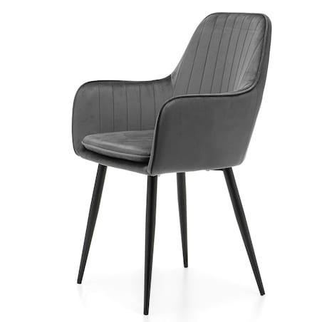 Krzesło tapicerowane EMILIA szare welur salon jadalnia