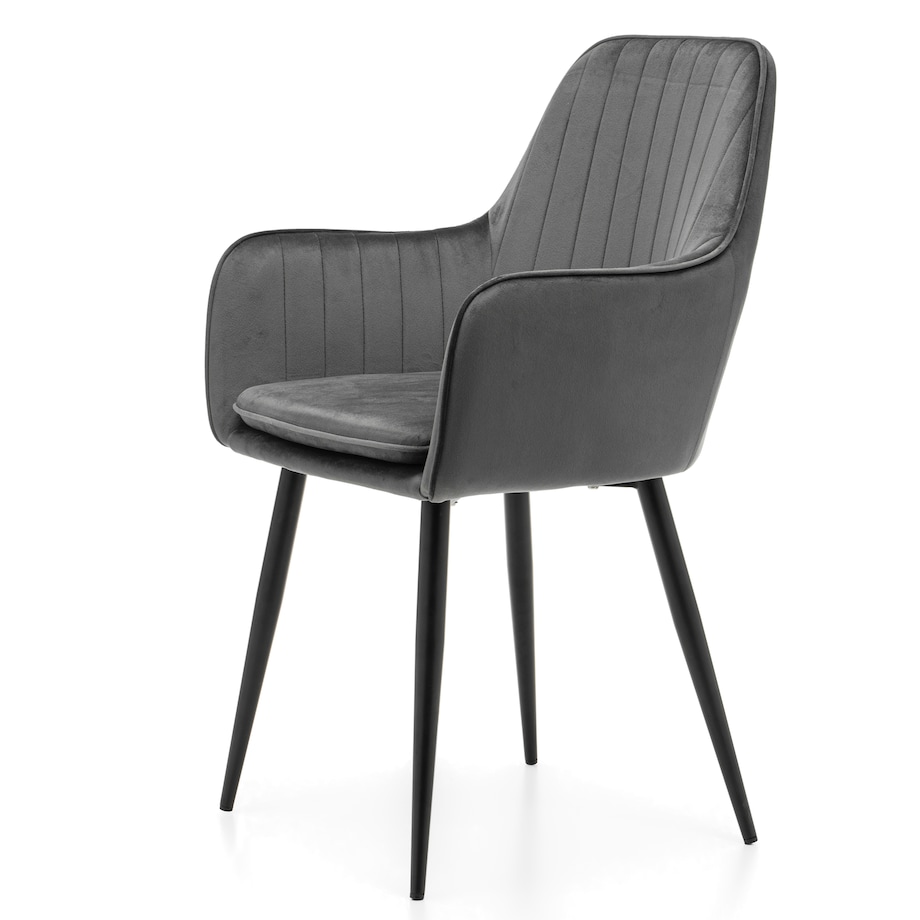 Krzesło tapicerowane EMILIA szare welur salon jadalnia