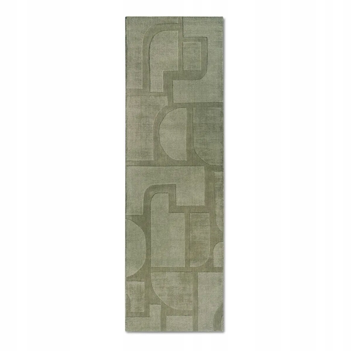 Chodnik wełniany do korytarza 80x250cm, zielony nowoczesny wzór 3D