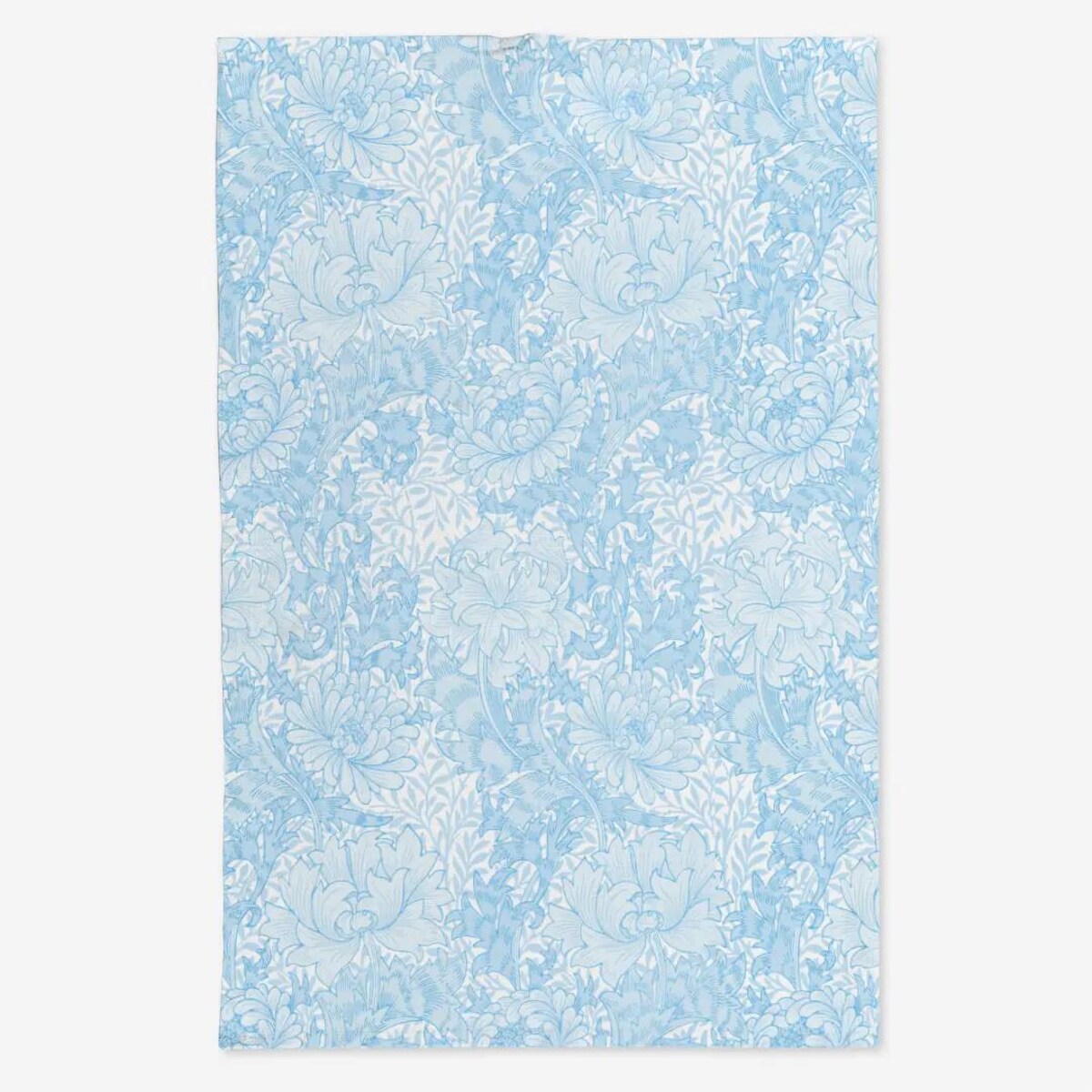 Lniany ręcznik kuchenny - błękitne chryzantemy