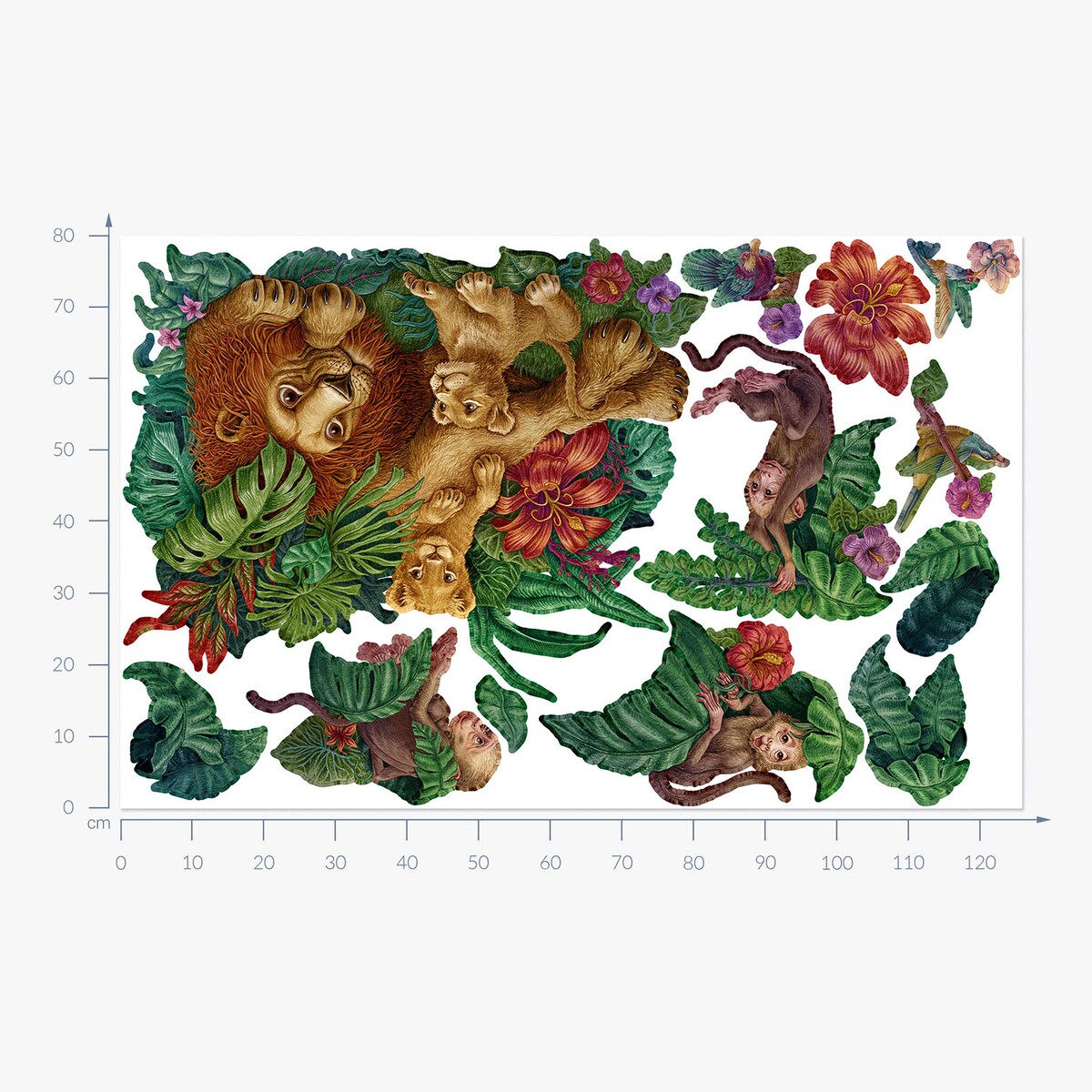 Zestaw naklejek na ścianę, Tropikalna dżungla, 80cm