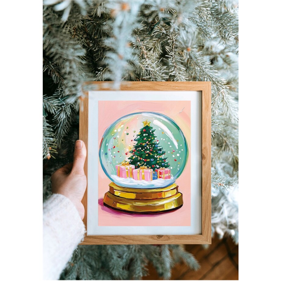 Poster Story, Plakat, Obraz - Magiczna Kula Śnieżna z Choinką, wymiary 21 x 30 cm