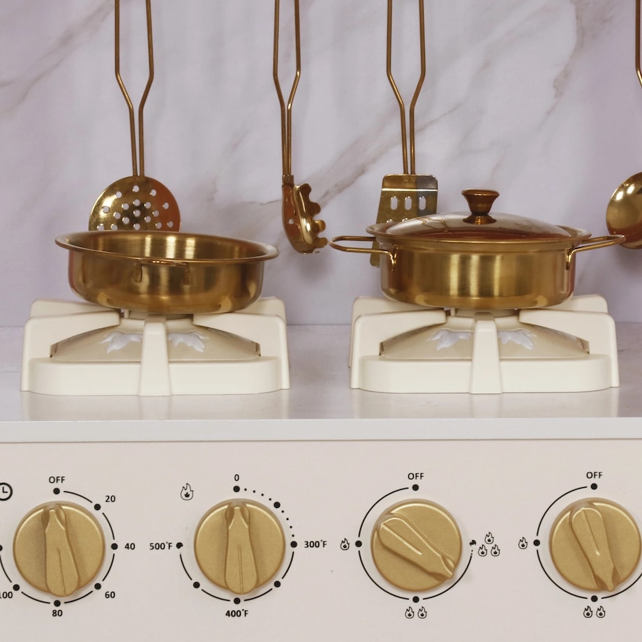 Różowa kuchnia XXL dla dzieci drewniana - dużo funkcji, pralka, piekarnik, lodówka PetitGold