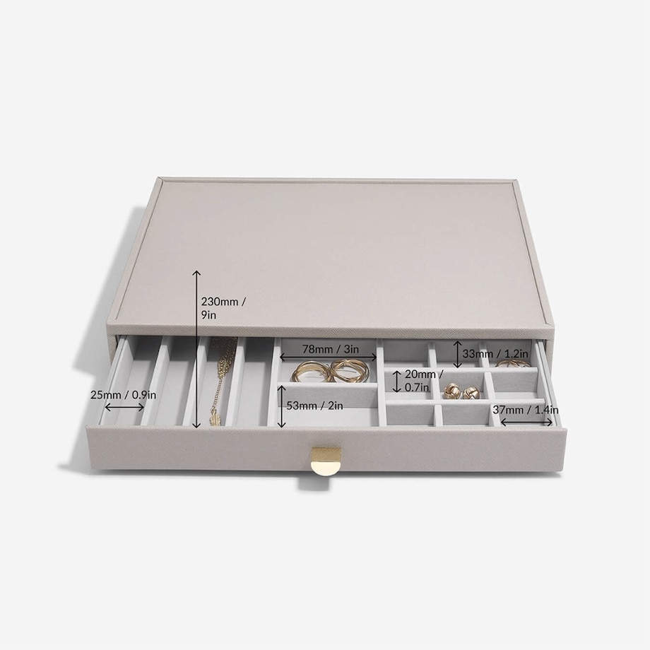 Szkatułka na biżuterię Stackers 19 komorowa supersize taupe z szufladą