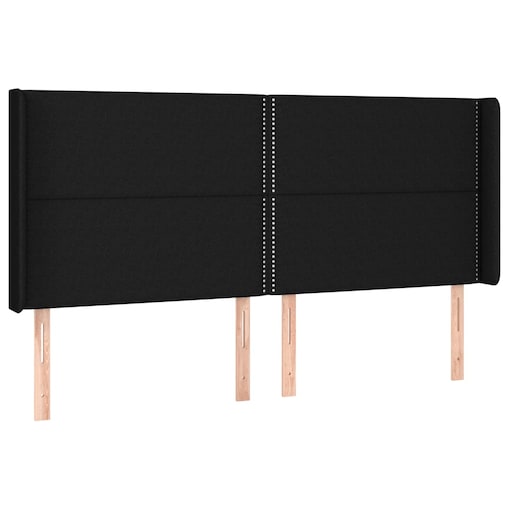 vidaXL Zagłówek uszak, czarny, 163x16x118/128 cm, tkanina