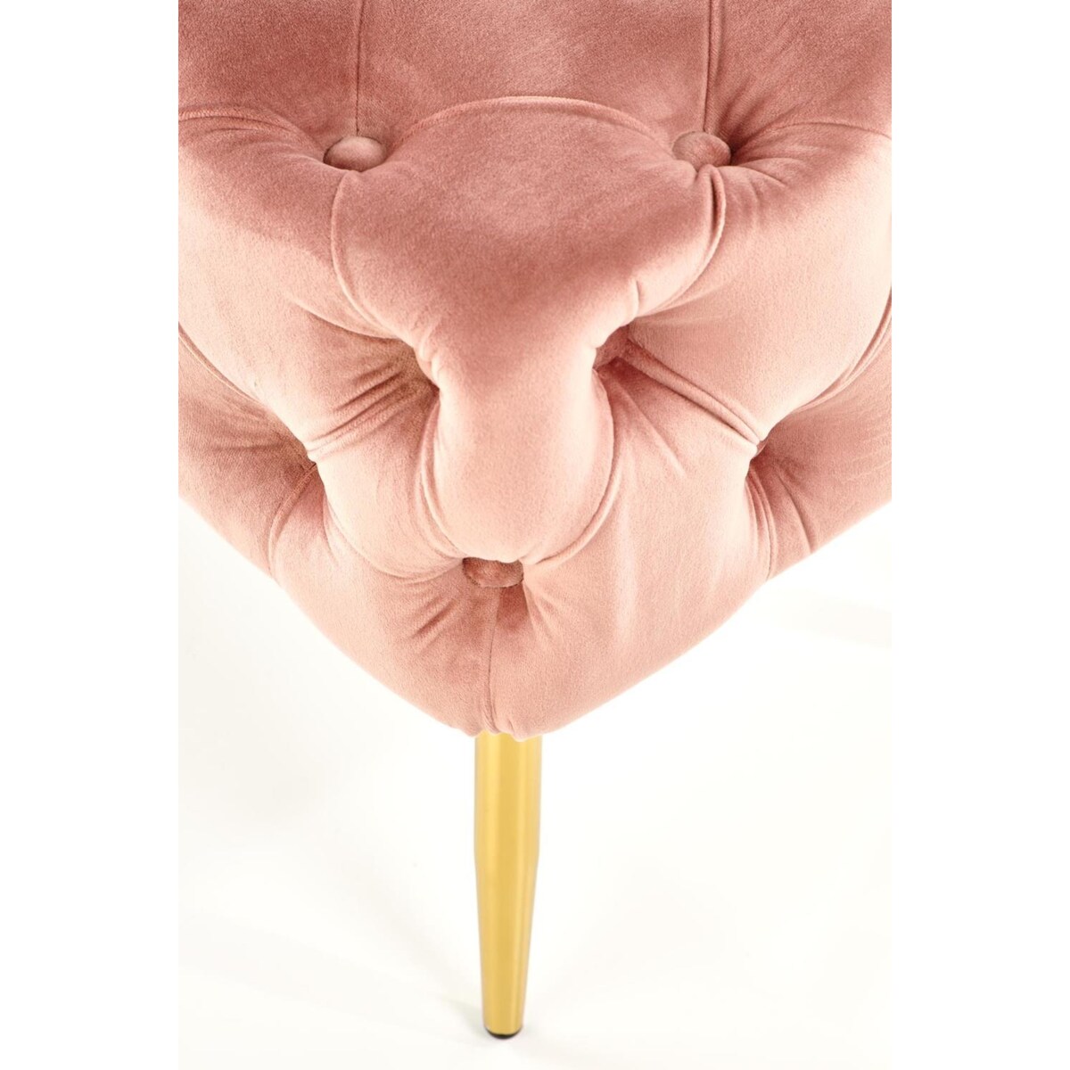 ŁAWKA TAPICEROWANA Nate różowa PIKOWANA złote nóżki