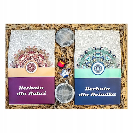 ZESTAW PREZENTOWY BOX Z HERBATAMI NA DZIEŃ DZIADKA I BABCI PREZENT UPOMINEK