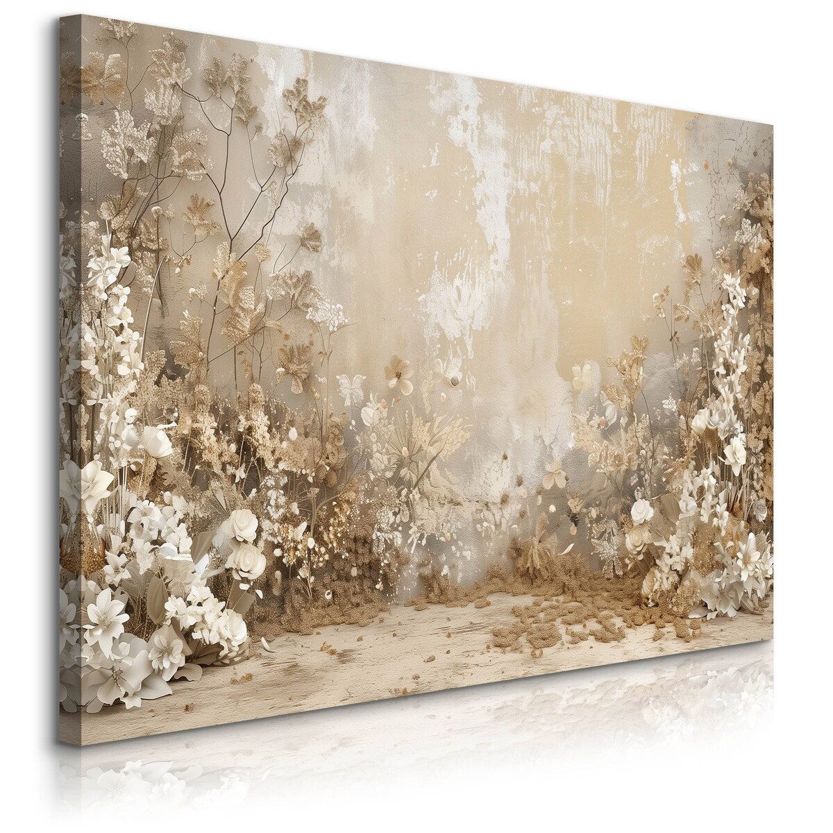 Obraz Ścienny Do Salonu Dzikie Kwiaty Natura Abstrakcja Beton Retro 70x50cm