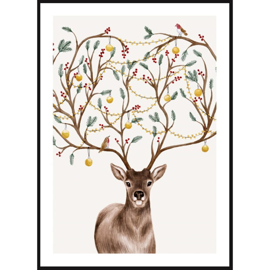 Poster Story, Plakat, Obraz - Jeleń z Lampkami, wymiary 21 x 30 cm
