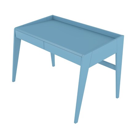 Drewniane bukowe biurko / toaletka z szufladami Visby LISA / kolor pastelowy niebieski