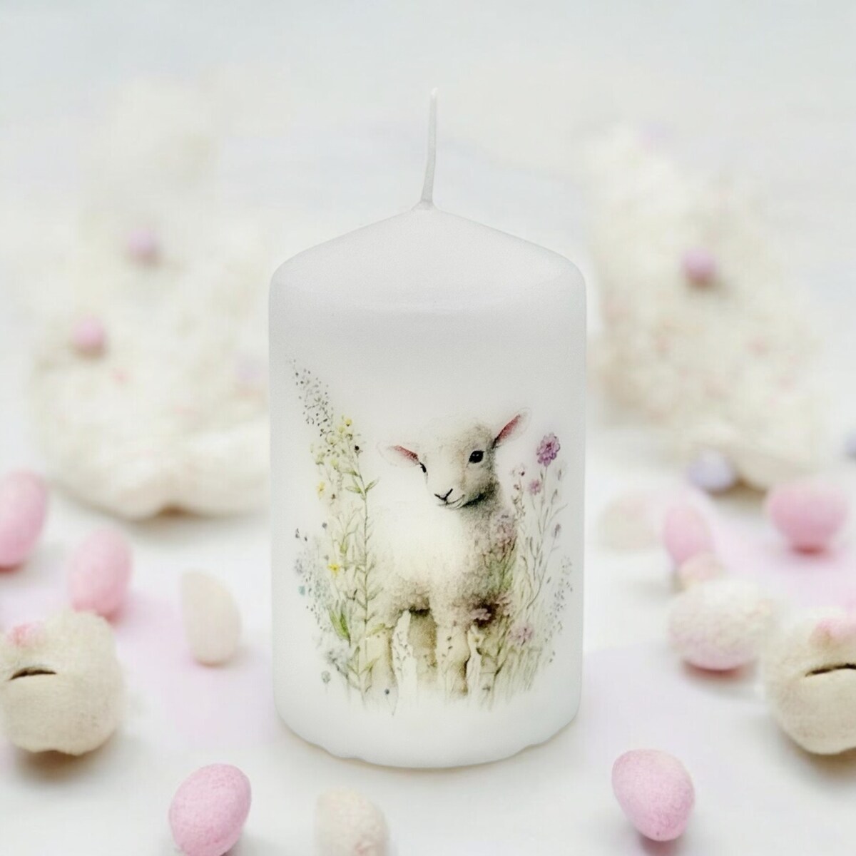 Świeca wielkanocna na prezent Baranek wielkanocny świeczka na Wielkanoc