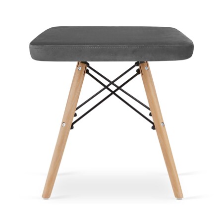 Taboret Werk - Szary Aksamit / Nogi Naturalne X 4