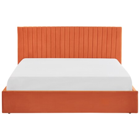 Łóżko z pojemnikiem welurowe 180 x 200 cm pomarańczowe VION