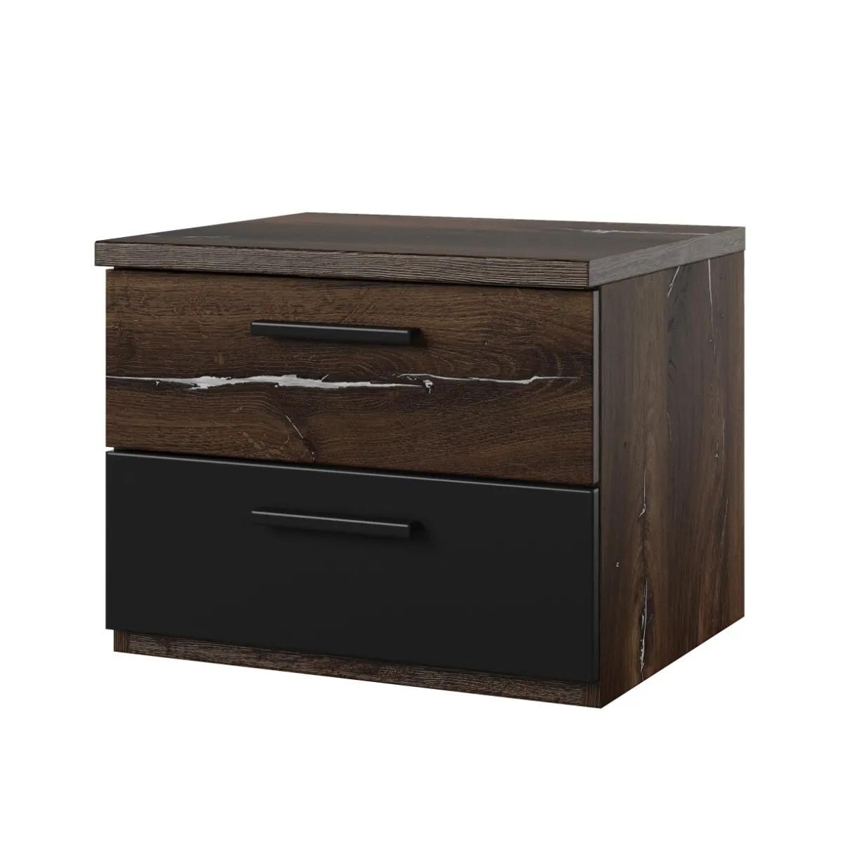 Szafka nocna SIGMA 2S dąb flagstaff srebrny/czarny mat