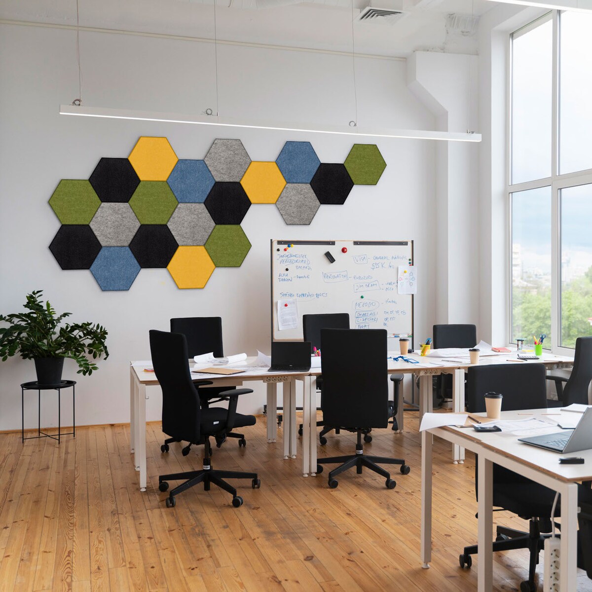 Zestaw 2 szt panel filcowy Felly 40x46 cm płytka heksagon gładki czarny