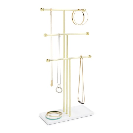 Stojak na biżuterię złoty Trigem, 12.7 x 12.7 x 48.5 cm, Umbra